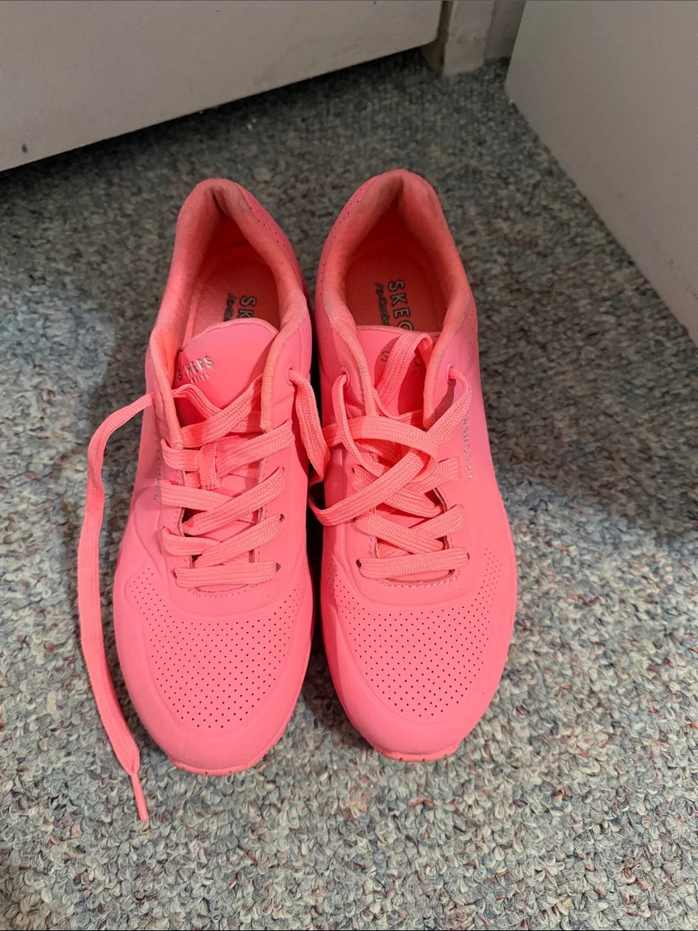 Skechers Women's Neon Coral Lace-Up Athletic Sneakers